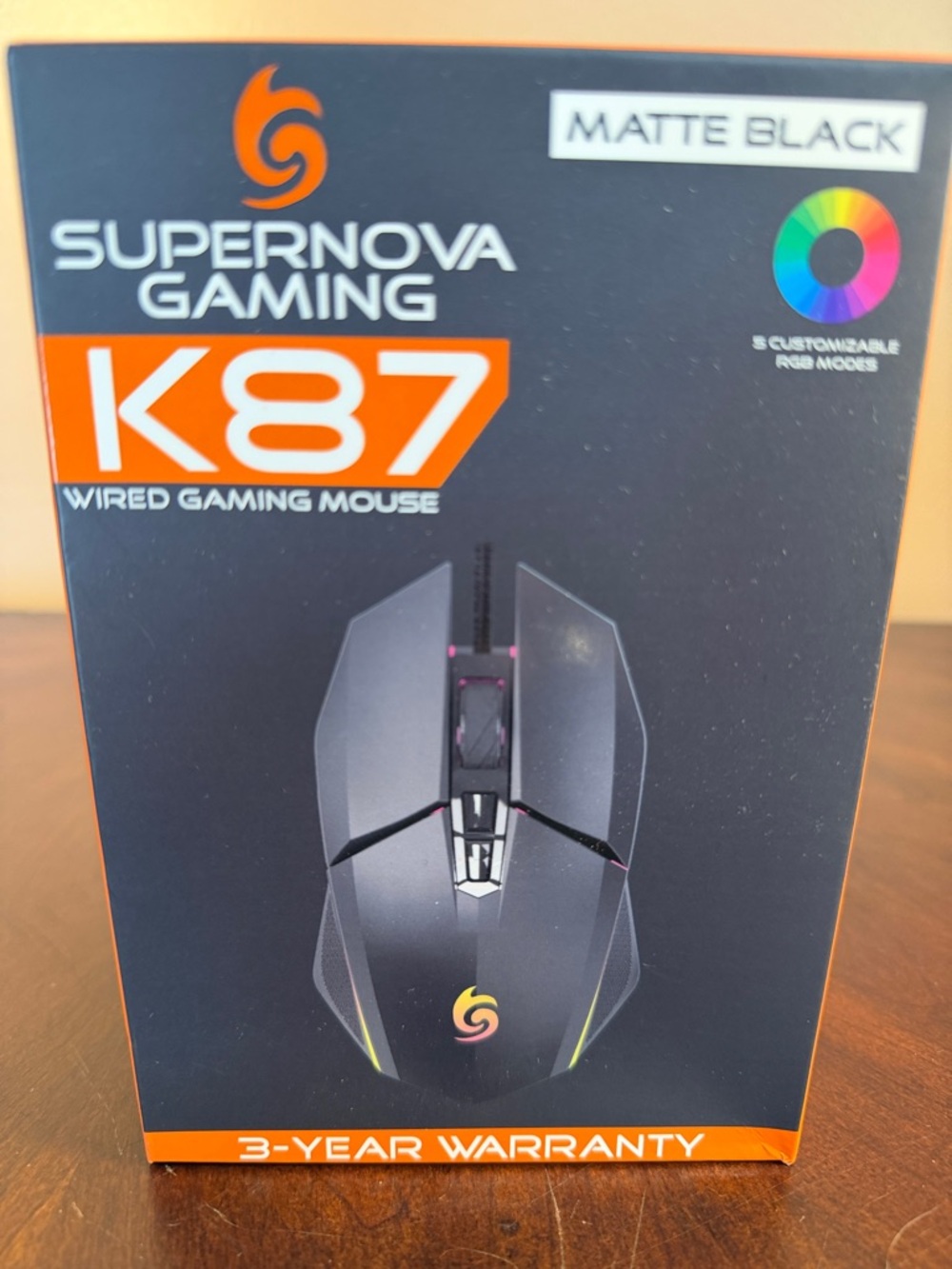 Supernova Gaming K87 Matte Black Wired Gaming Mouse - Black